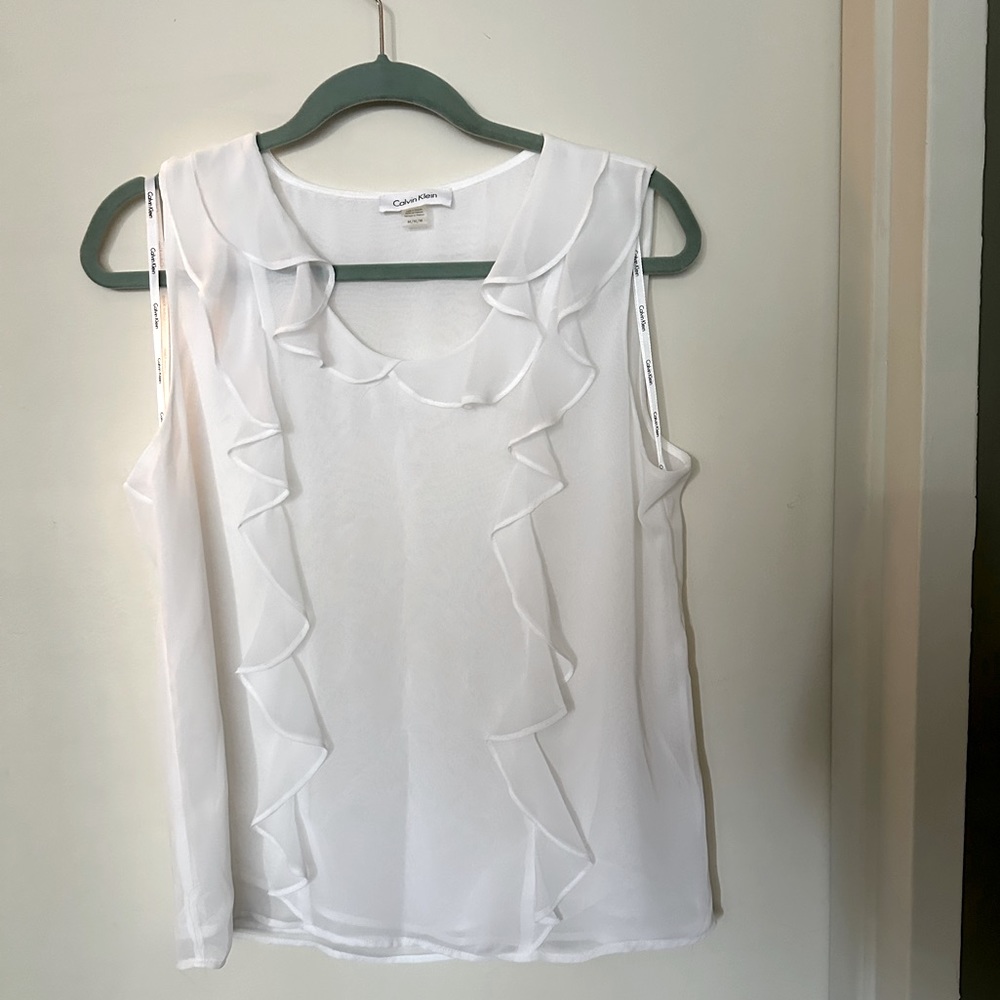 Calvin Klein sleeveless white blouse, never worn, Size Medium, NWOT
